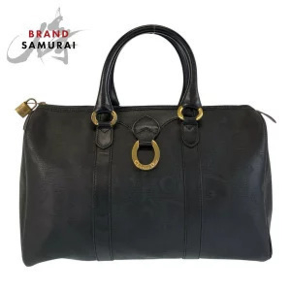 Christian Dior Trotter Black Leather Handbag Boston Bag